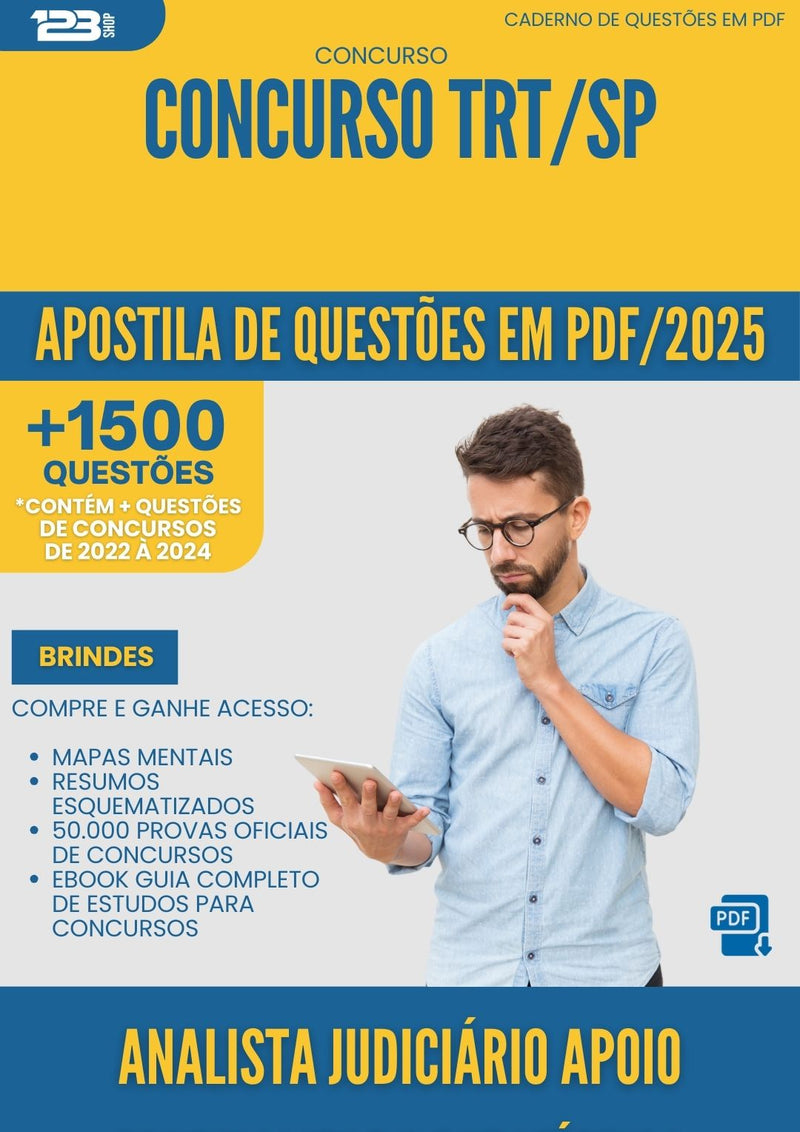 Apostila de Questões para Concurso Analista Judiciario Apoio Especializado Estatistica Trt Sp 2025 - Mais de 1.500 Questões