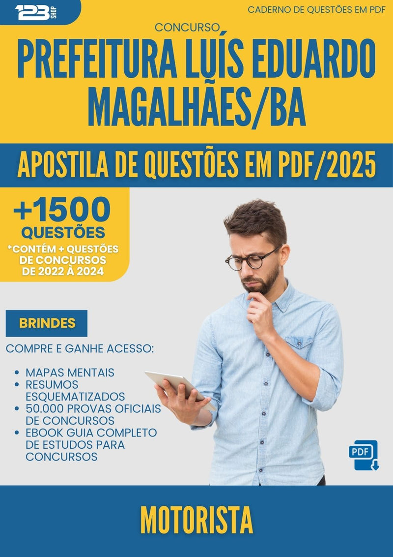 Apostila de Questões para Concurso Motorista da Prefeitura Luis Eduardo Magalhaes Ba 2025 - Mais de 1.500 Questões