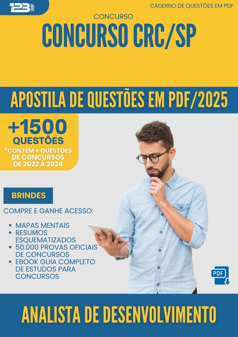 Apostila de Questões para Concurso Analista De Desenvolvimento Crc Sp 2025 - Mais de 1.500 Questões