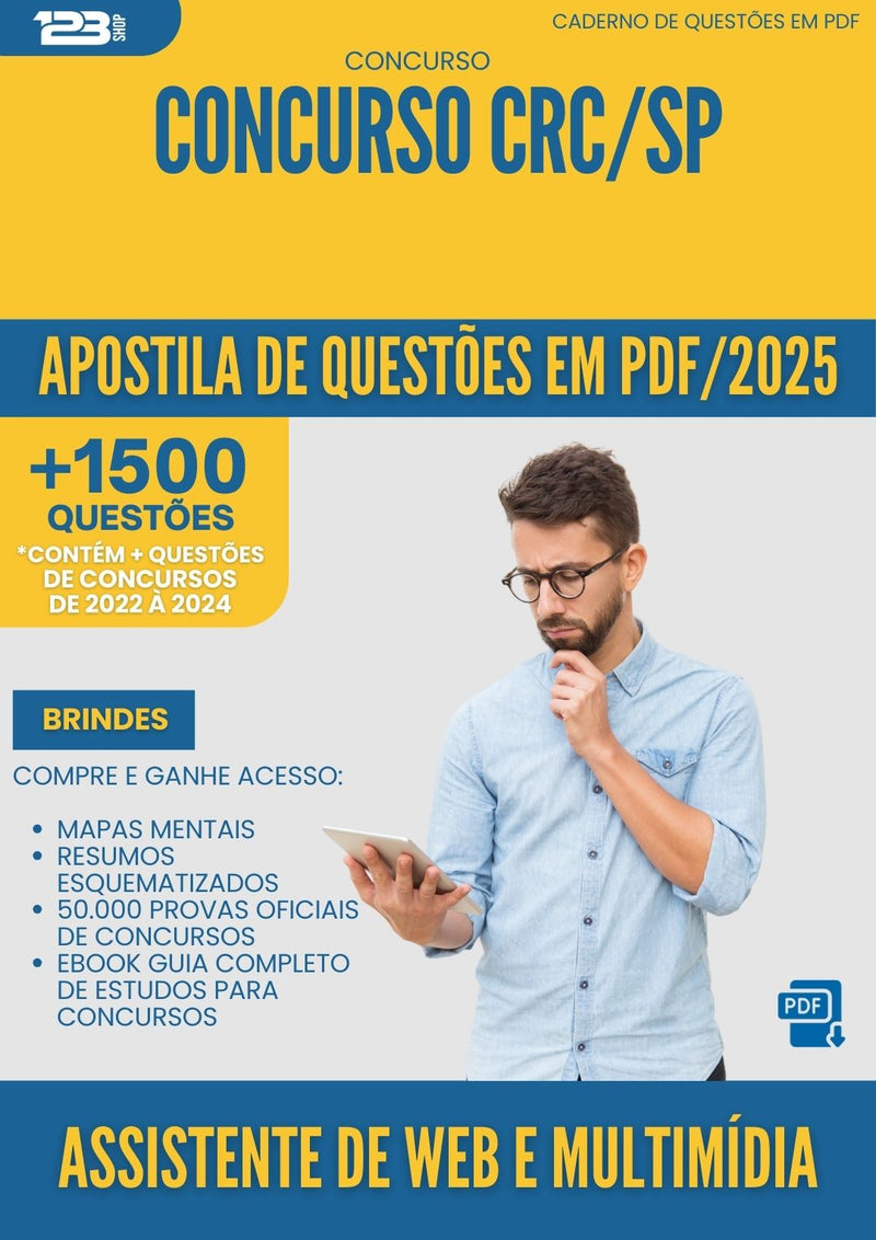 Apostila de Questões para Concurso Assistente De Web E Multimidia Crc Sp 2025 - Mais de 1.500 Questões