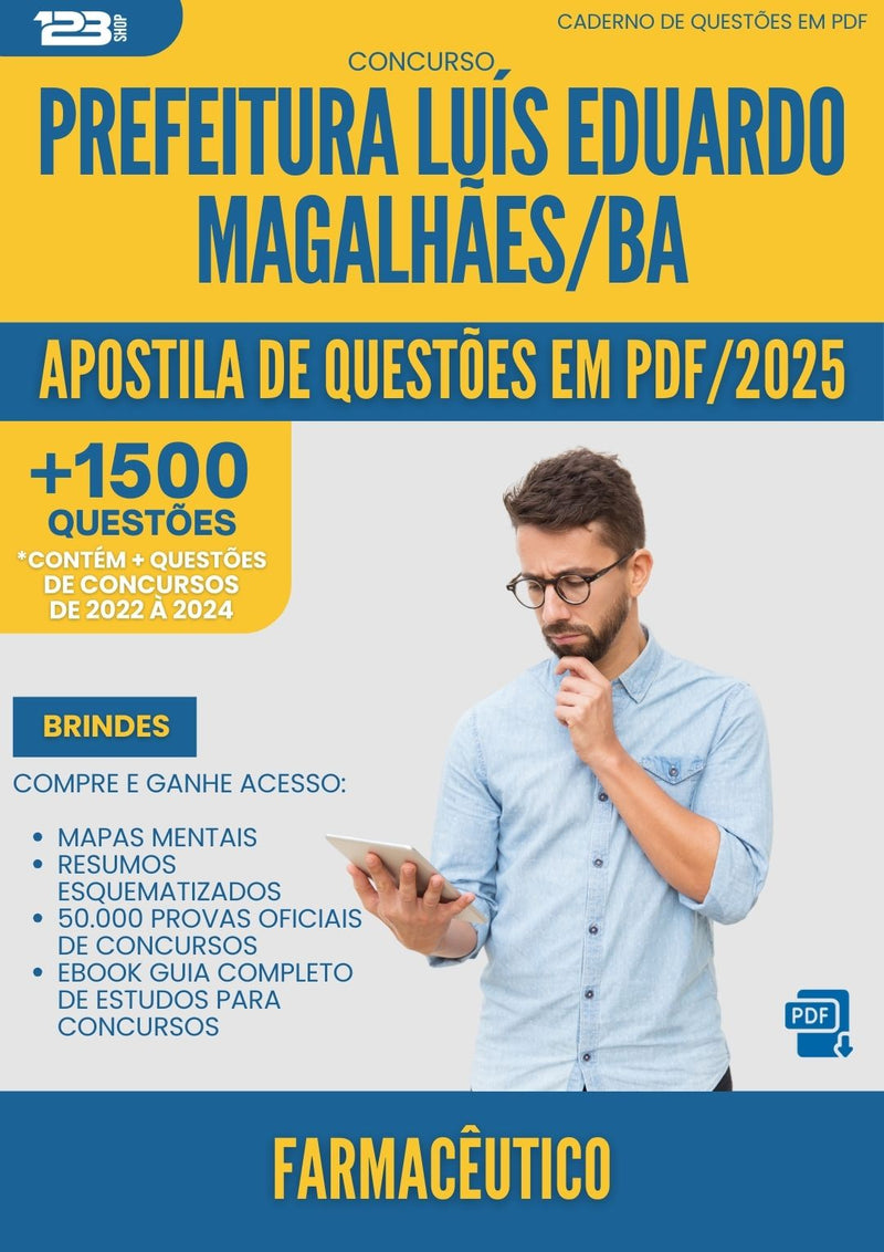 Apostila de Questões para Concurso Farmaceutico da Prefeitura Luis Eduardo Magalhaes Ba 2025 - Mais de 1.500 Questões