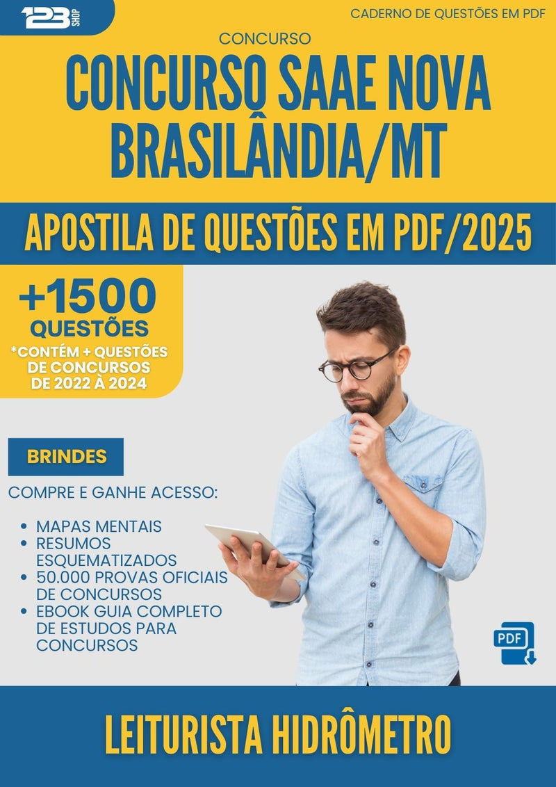 Apostila de Questões para Concurso Leiturista Hidrometro Saae Nova da Prefeitura Brasilandia Mt 2025 - Mais de 1.500 Questões