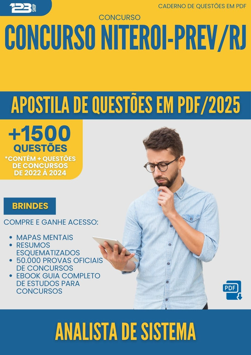 Apostila de Questões para Concurso Analista De Sistema da Prefeitura Niteroi Prev Rj 2025 - Mais de 1.500 Questões