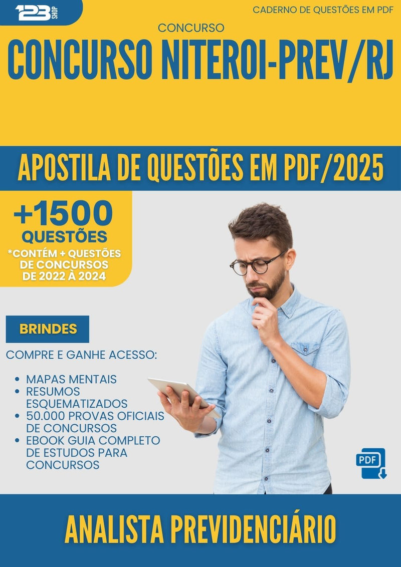 Apostila de Questões para Concurso Analista Previdenciario da Prefeitura Niteroi Prev Rj 2025 - Mais de 1.500 Questões