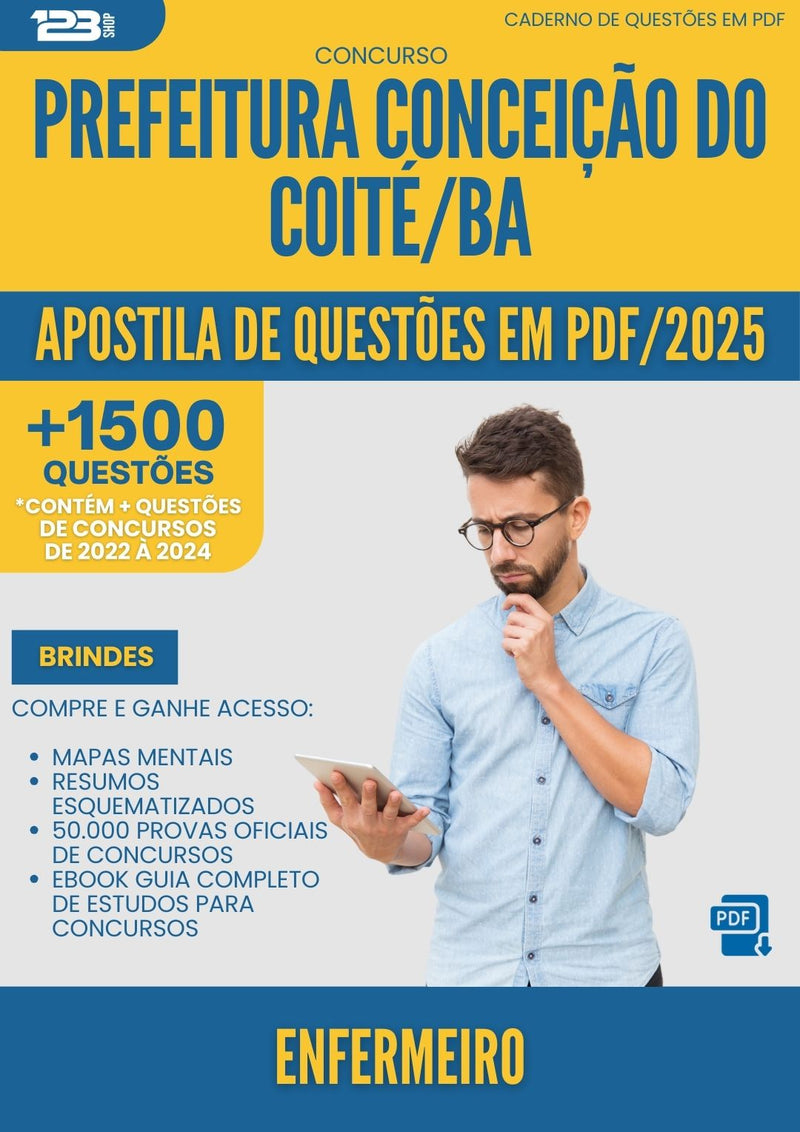 Apostila de Questões para Concurso Enfermeiro da Prefeitura Conceicao Do Coite Ba 2025 - Mais de 1.500 Questões