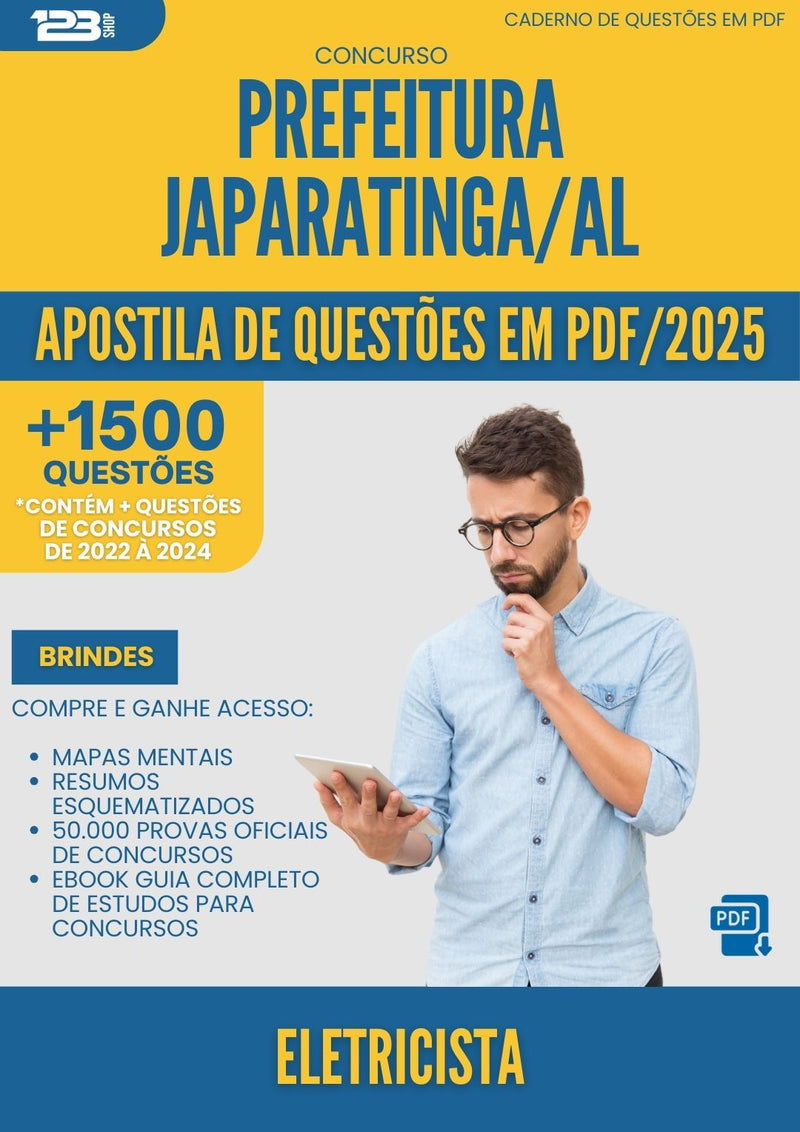 Apostila de Questões para Concurso Eletricista da Prefeitura Japaratinga Al 2025 - Mais de 1.500 Questões