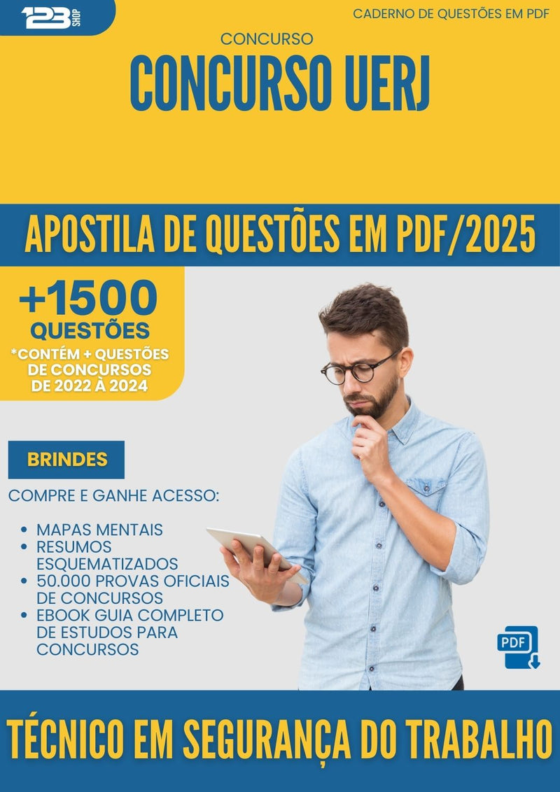 Apostila de Questões para Concurso Tecnico Em Seguranca Do Trabalho Uerj 2025 - Mais de 1.500 Questões