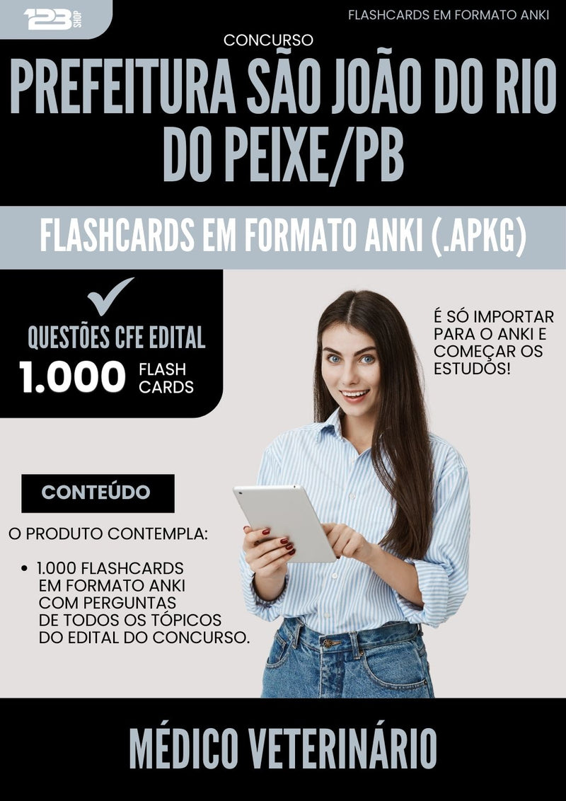 Flashcards para Concurso Medico Veterinario Sao Joao Rio da Prefeitura Peixe Pb 2025 - 1.000 Flashcards de Acordo com Edital