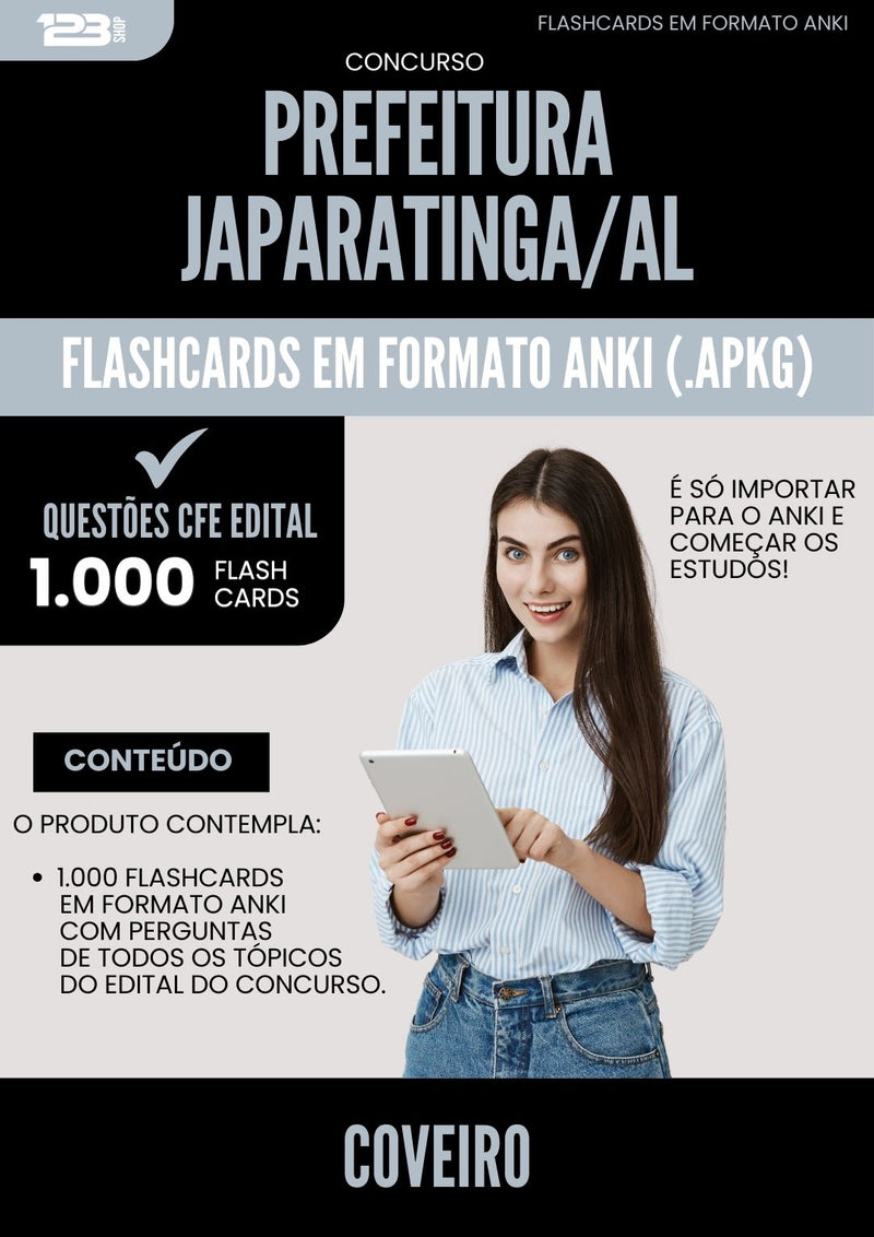 Flashcards para Concurso Coveiro da Prefeitura Japaratinga Al 2025 - 1.000 Flashcards de Acordo com Edital