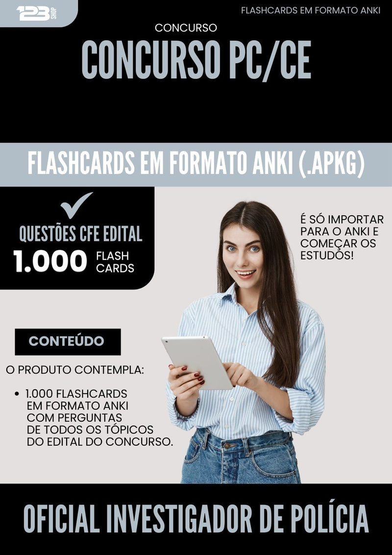 Flashcards para Concurso Oficial Investigador De Policia Pc Ce 2025 - 1.000 Flashcards de Acordo com Edital