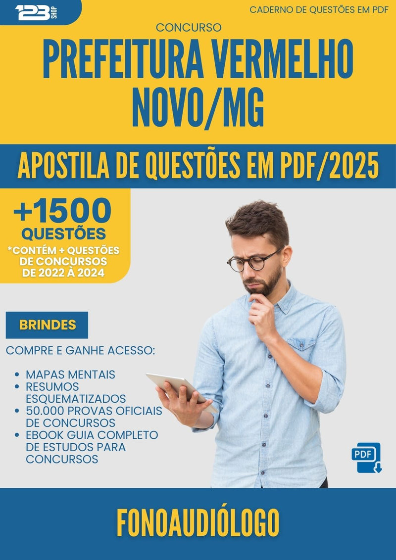 Apostila de Questões para Concurso Fonoaudiologo da Prefeitura Vermelho Novo Mg 2025 - Mais de 1.500 Questões