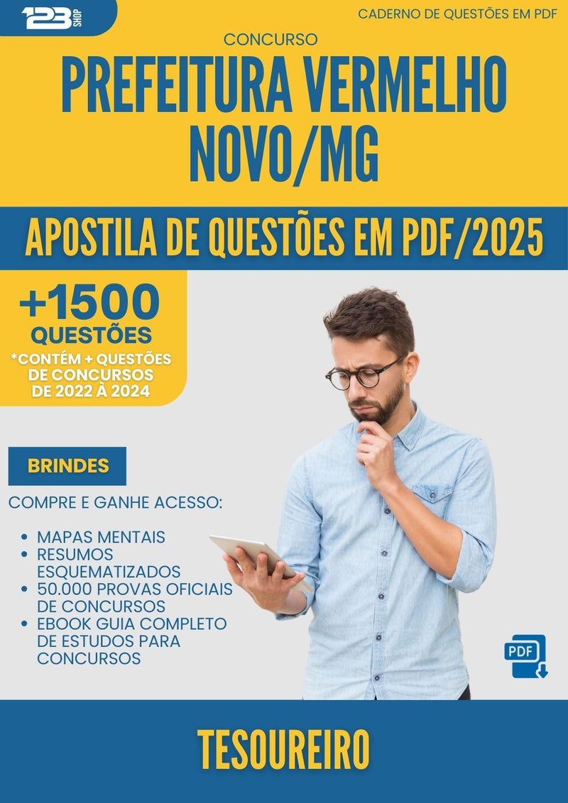 Apostila de Questões para Concurso Tesoureiro da Prefeitura Vermelho Novo Mg 2025 - Mais de 1.500 Questões