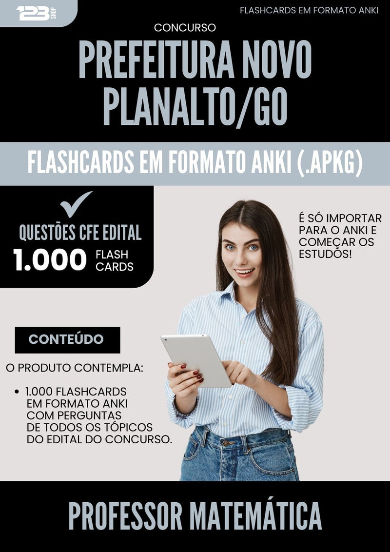 Flashcards para Concurso Professor Matematica da Prefeitura Novo Planalto Go 2025 - 1.000 Flashcards de Acordo com Edital