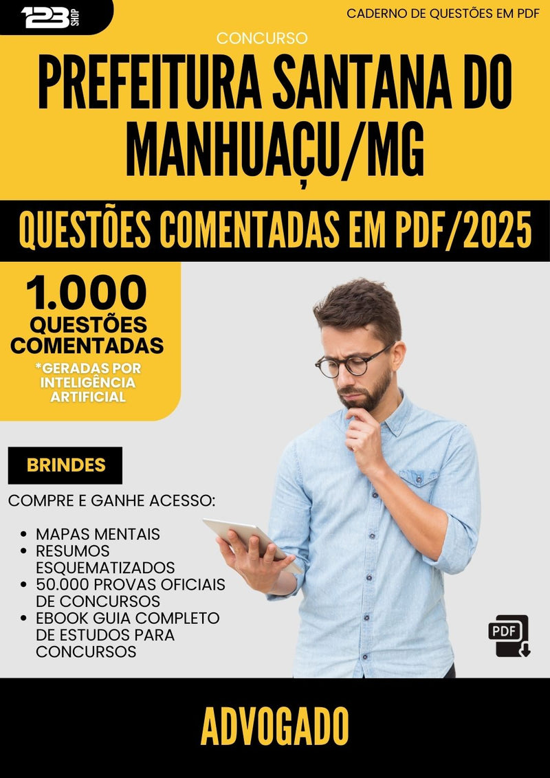 1000 Questões Comentadas para Concurso Advogado Santana Do da Prefeitura Manhuacu Mg 2025 - 1000 Questões