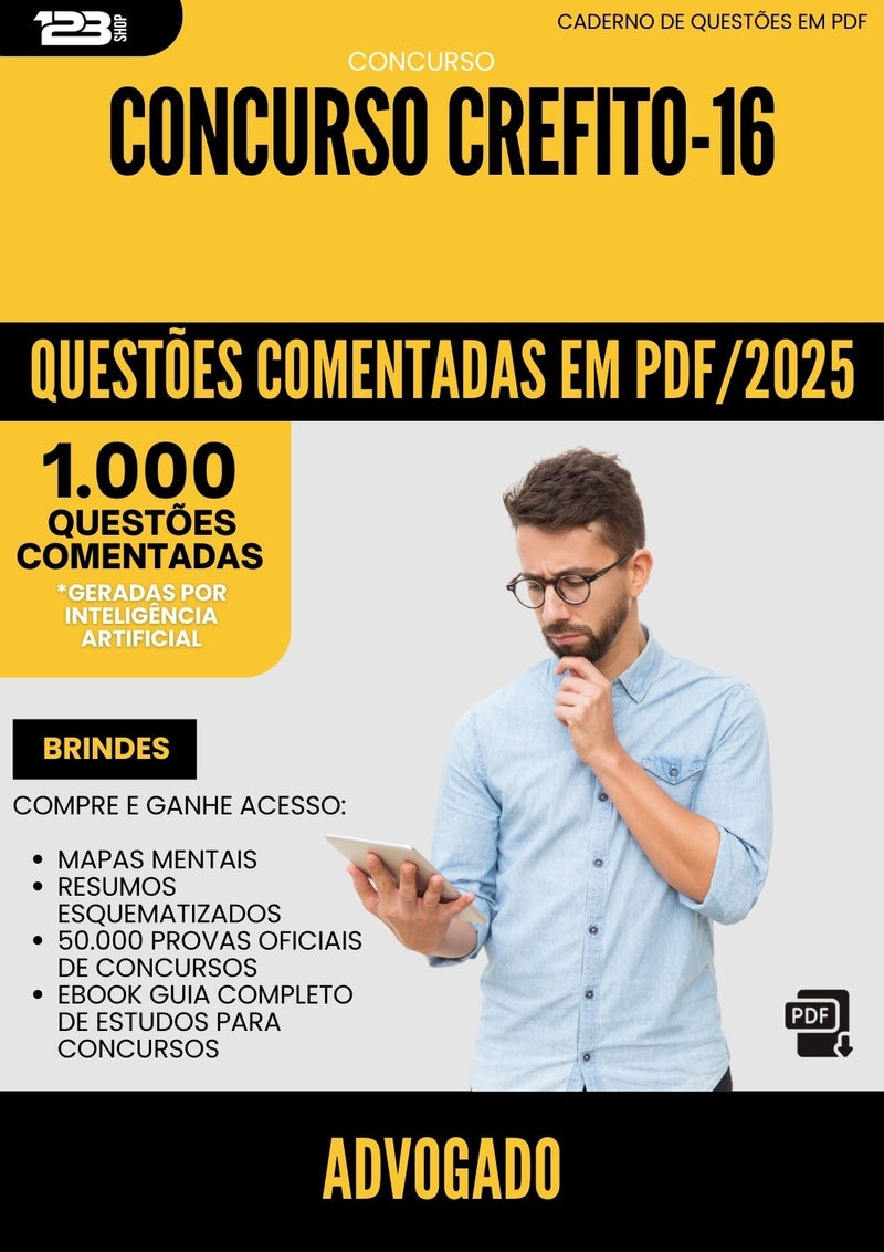 1000 Questões Comentadas para Concurso Advogado Crefito 16 2025 - 1000 Questões