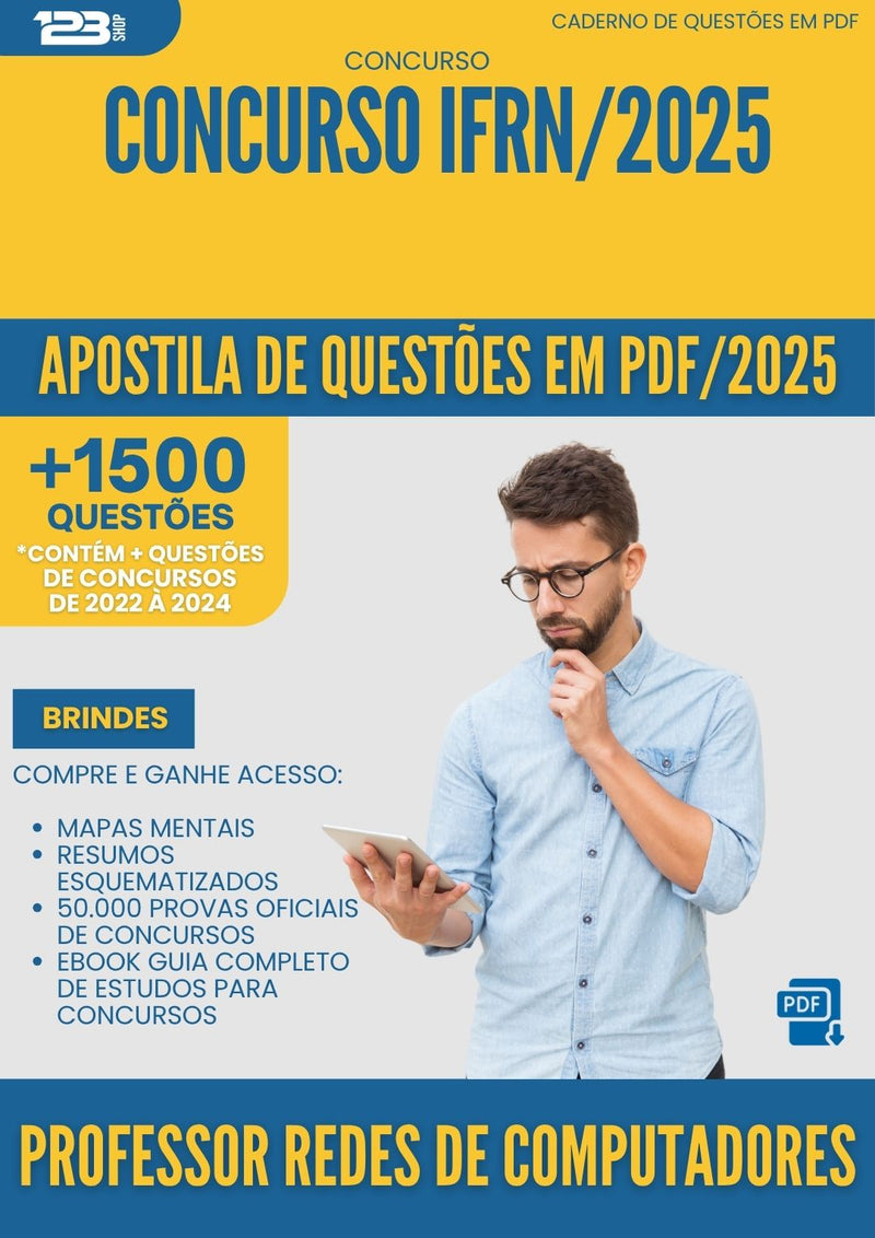 Apostila de Questões para Concurso Professor Redes De Computadores Ifrn 2025 - Mais de 1.500 Questões