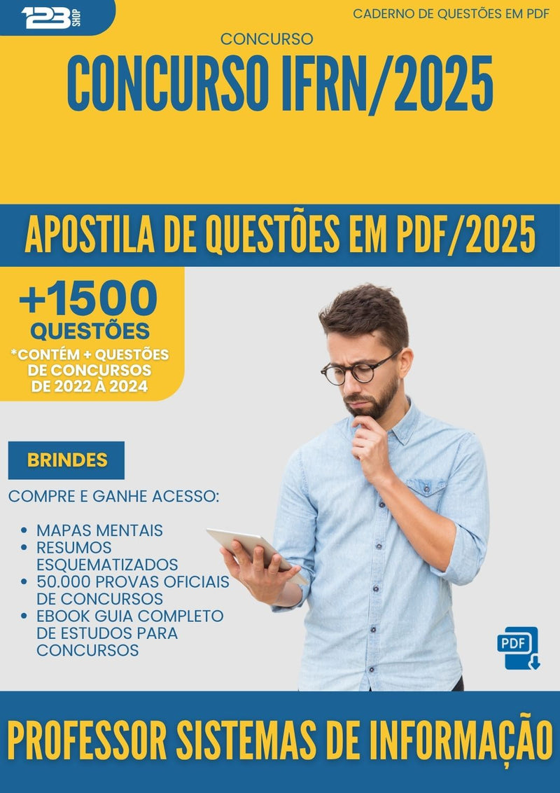 Apostila de Questões para Concurso Professor Sistemas De Informacao Ifrn 2025 - Mais de 1.500 Questões