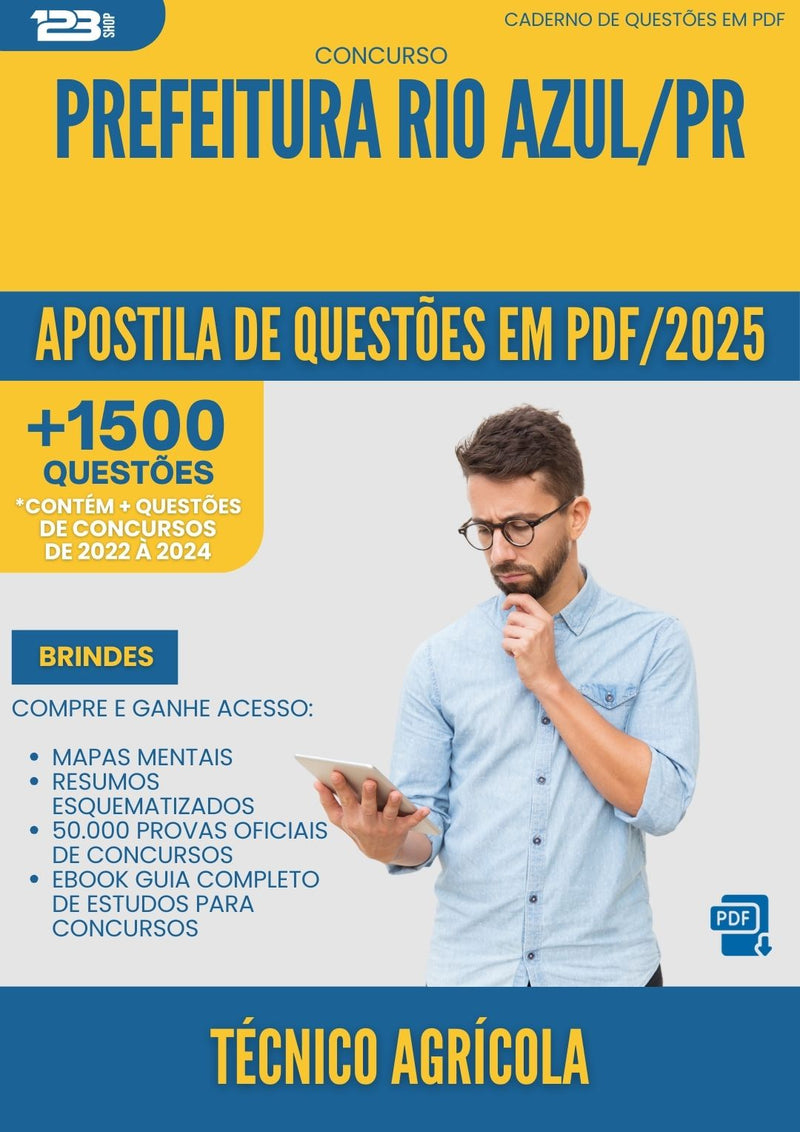 Apostila de Questões para Concurso Tecnico Agricola da Prefeitura Rio Azul Pr 2025 - Mais de 1.500 Questões
