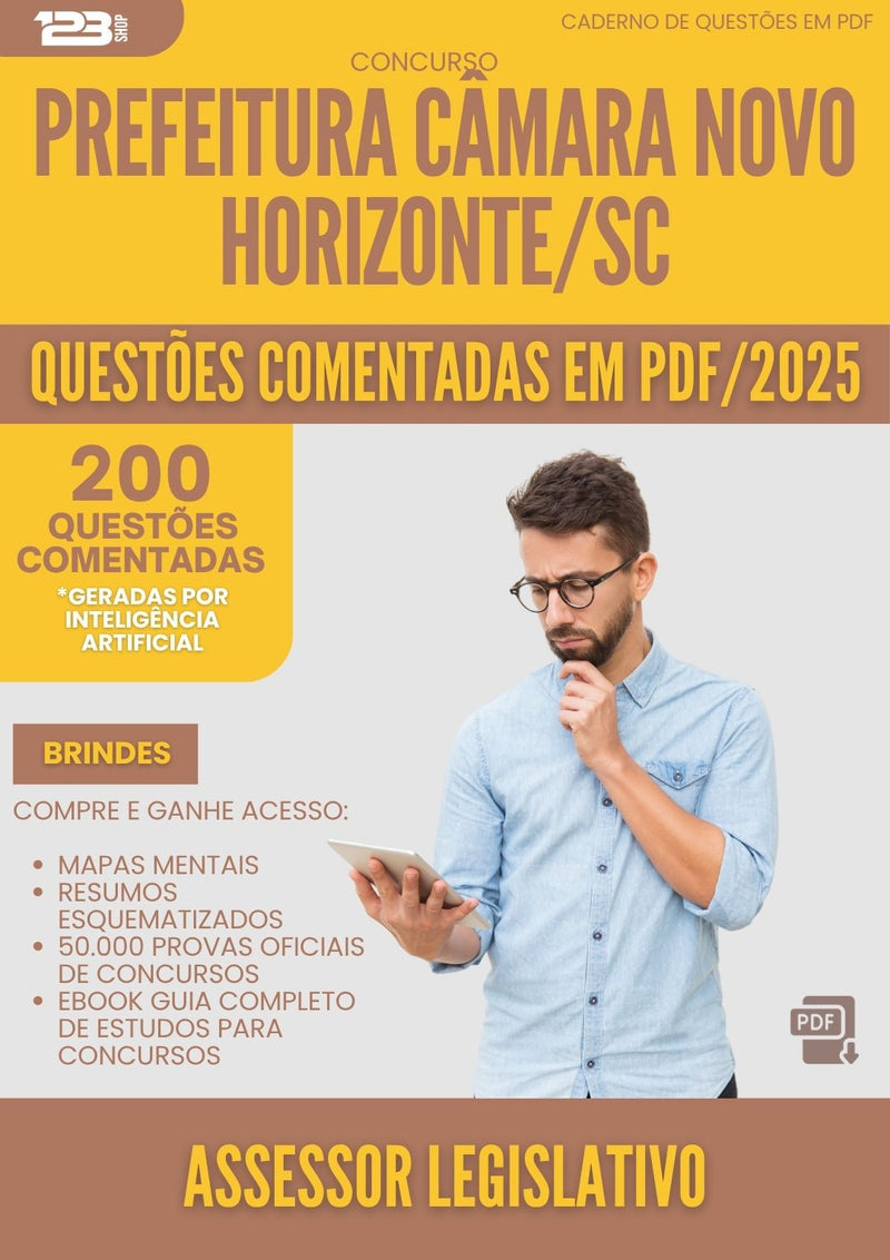 200 Questões Comentadas para Concurso Assessor Legislativo Camara Novo da Prefeitura Horizonte Sc 2025 - 200 Questões