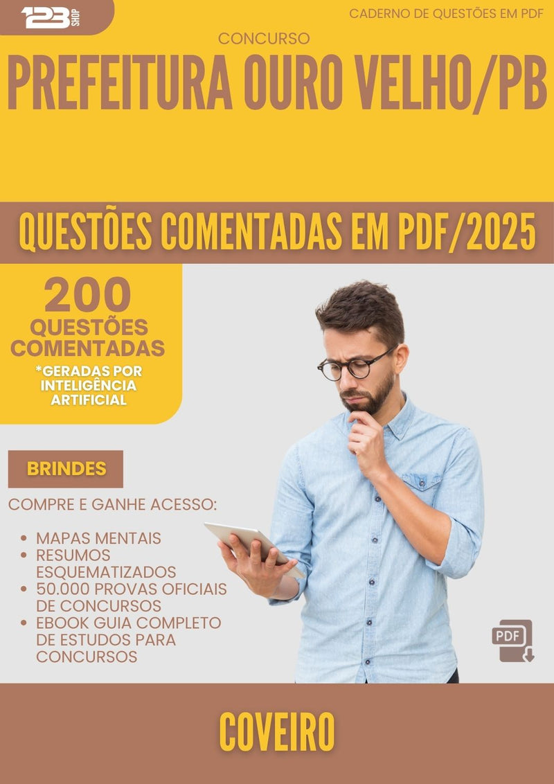 200 Questões Comentadas para Concurso Coveiro da Prefeitura Ouro Velho Pb 2025 - 200 Questões