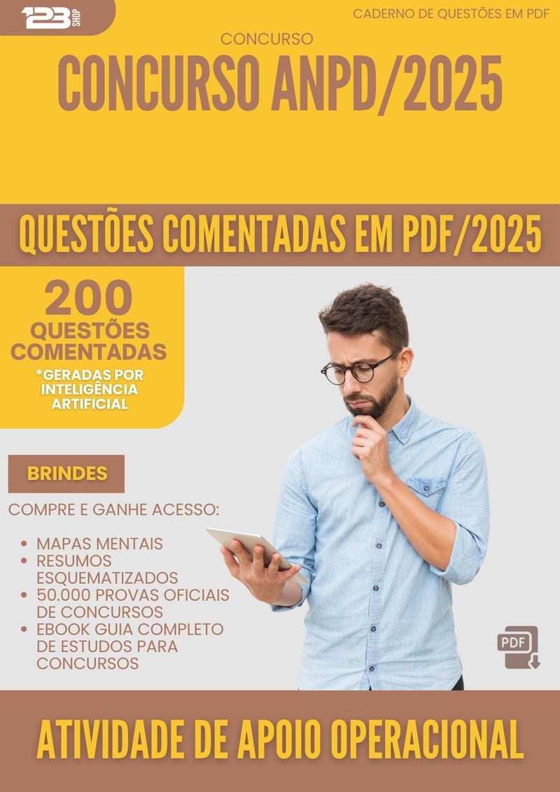200 Questões Comentadas para Concurso Atividade De Apoio Operacional Anpd 2025 - 200 Questões