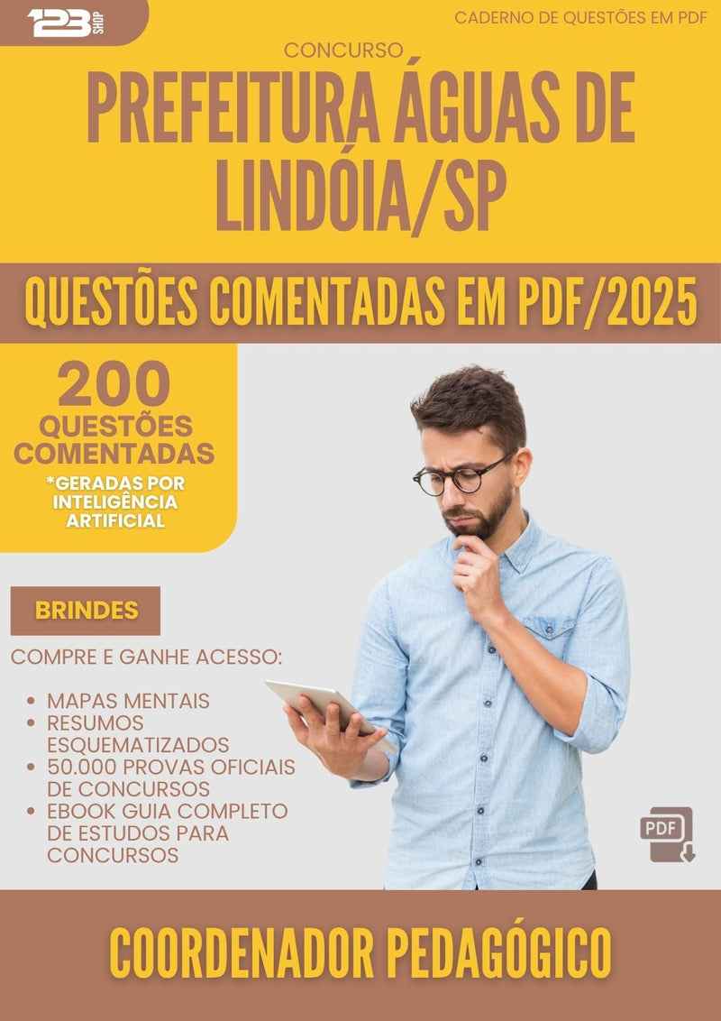 200 Questões Comentadas para Concurso Coordenador Pedagogico da Prefeitura Aguas De Lindoia Sp 2025 - 200 Questões