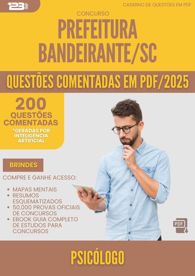 200 Questões Comentadas para Concurso Psicologo da Prefeitura Bandeirante Sc 2025 - 200 Questões