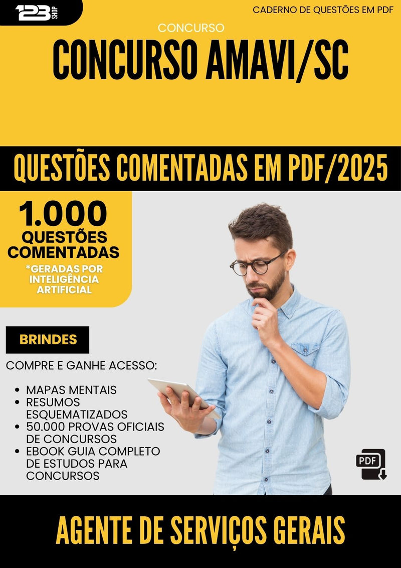 1000 Questões Comentadas para Concurso Agente De Servicos Gerais Amavi Sc 2025 - 1000 Questões