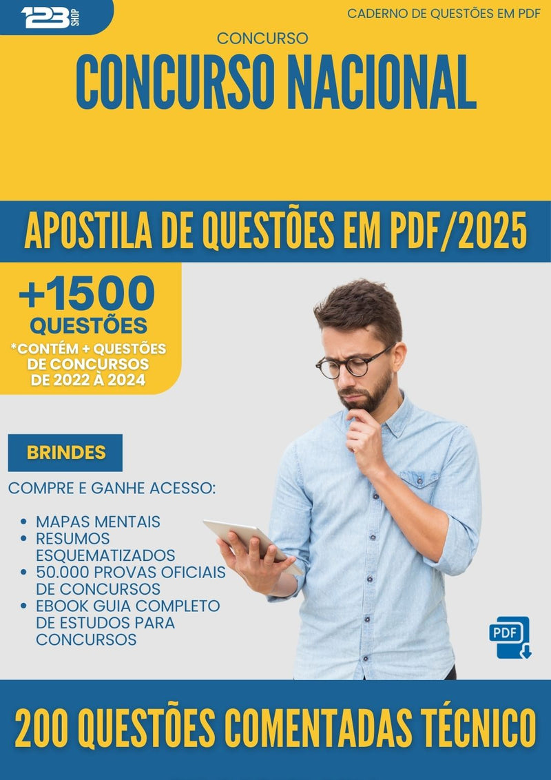 Apostila de Questões para Concurso 200 Questoes Comentadas Tecnico Em Radiologia 2025 - Mais de 1.500 Questões
