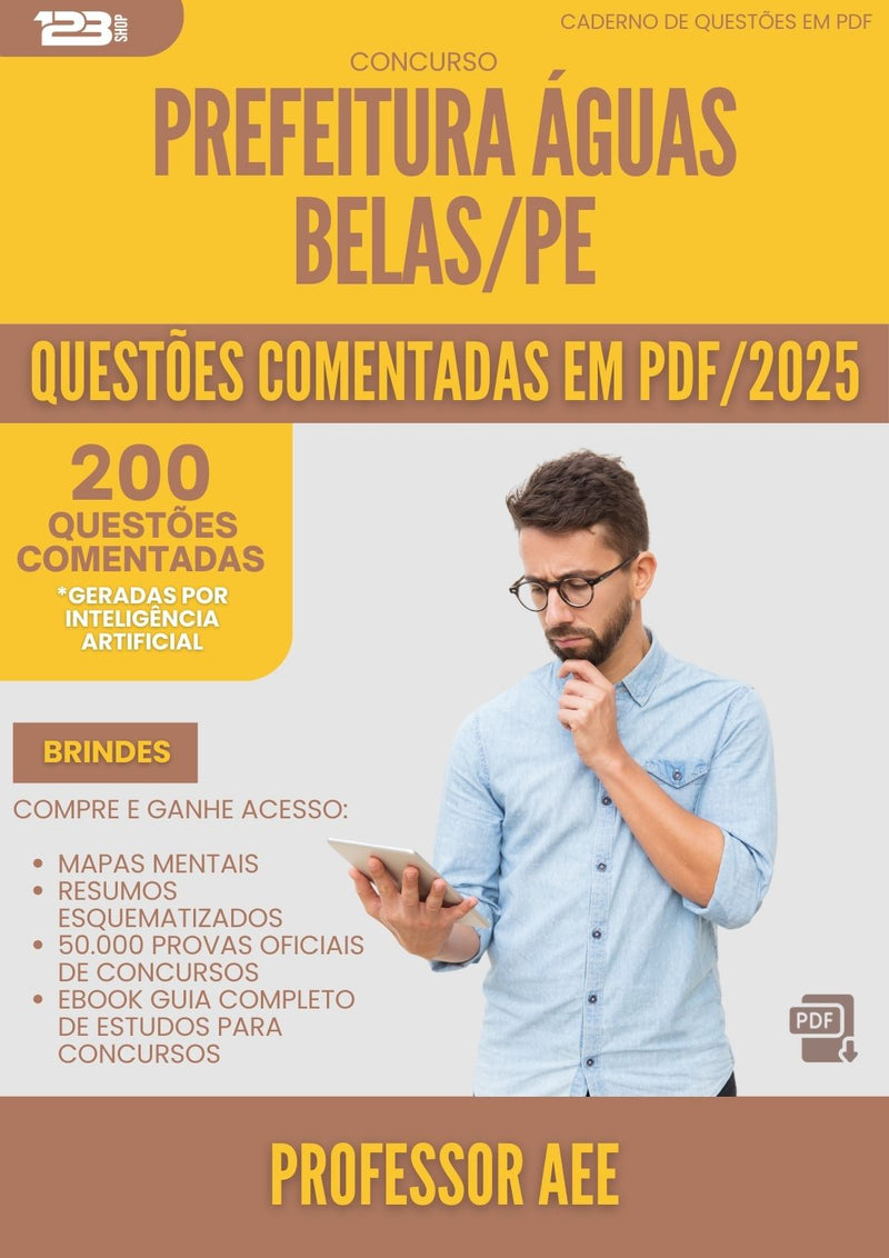 200 Questões Comentadas para Concurso Professor Aee da Prefeitura Aguas Belas Pe 2025 - 200 Questões