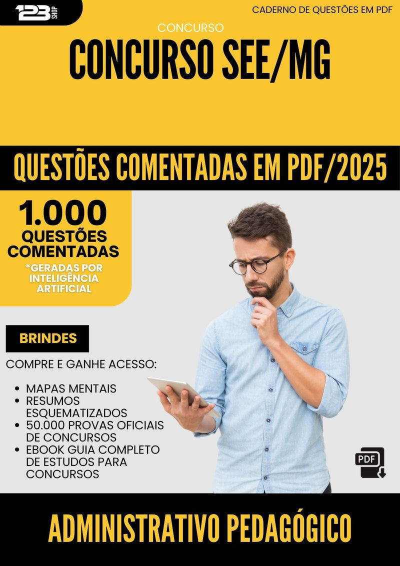 1000 Questões Comentadas para Concurso Administrativo Pedagogico See Mg 2025 - 1000 Questões