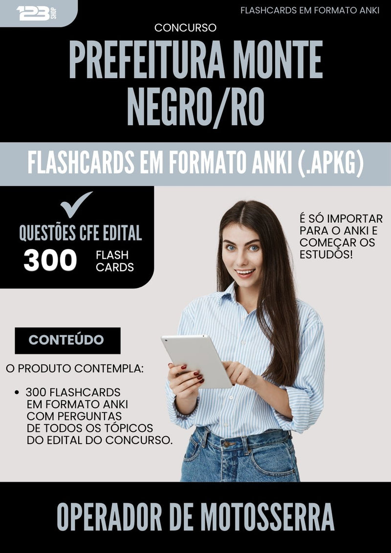 Flashcards para Concurso Operador De Motosserra da Prefeitura Monte Negro Ro 2025 - 300 Flashcards de Acordo com Edital