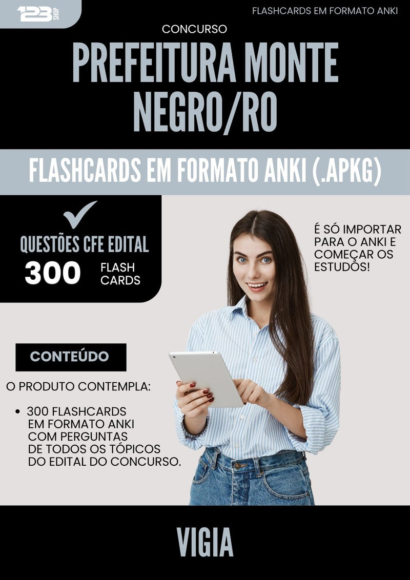 Flashcards para Concurso Vigia da Prefeitura Monte Negro Ro 2025 - 300 Flashcards de Acordo com Edital