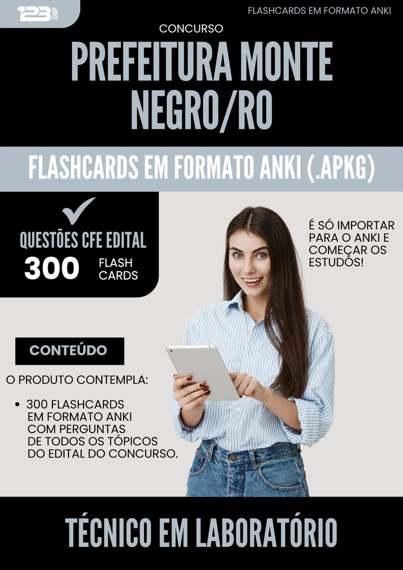 Flashcards para Concurso Tecnico Em Laboratorio da Prefeitura Monte Negro Ro 2025 - 300 Flashcards de Acordo com Edital