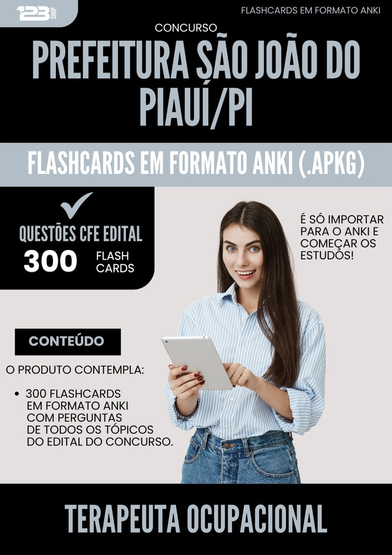 Flashcards para Concurso Terapeuta Ocupacional da Prefeitura Sao Joao Do Piaui Pi 2025 - 300 Flashcards de Acordo com Edital