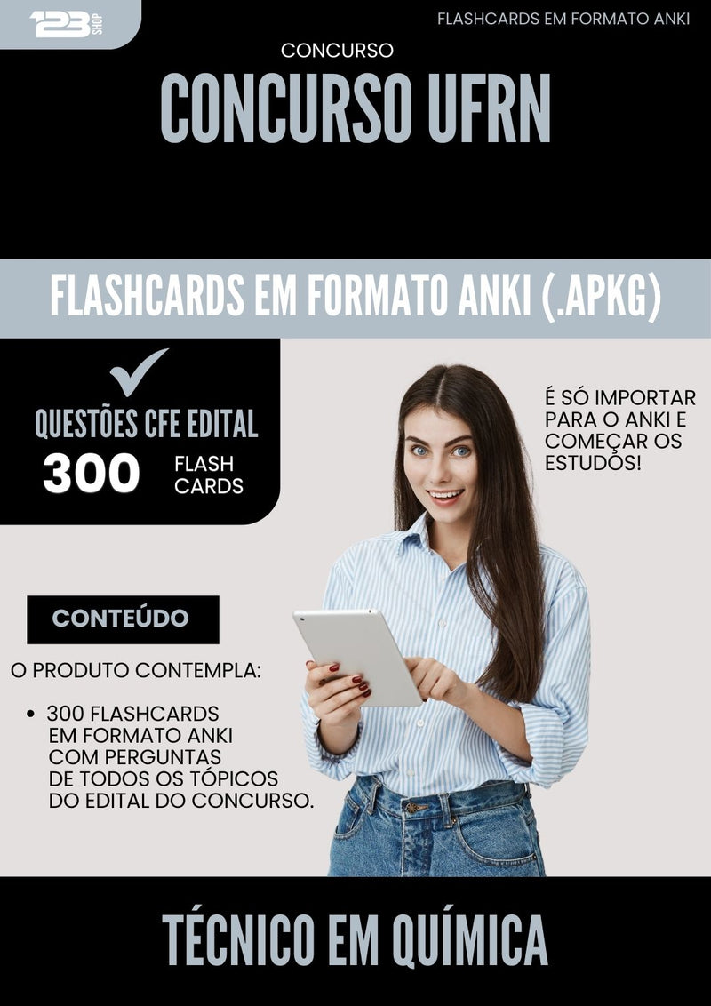 Flashcards para Concurso Tecnico Em Quimica Ufrn 2025 - 300 Flashcards de Acordo com Edital