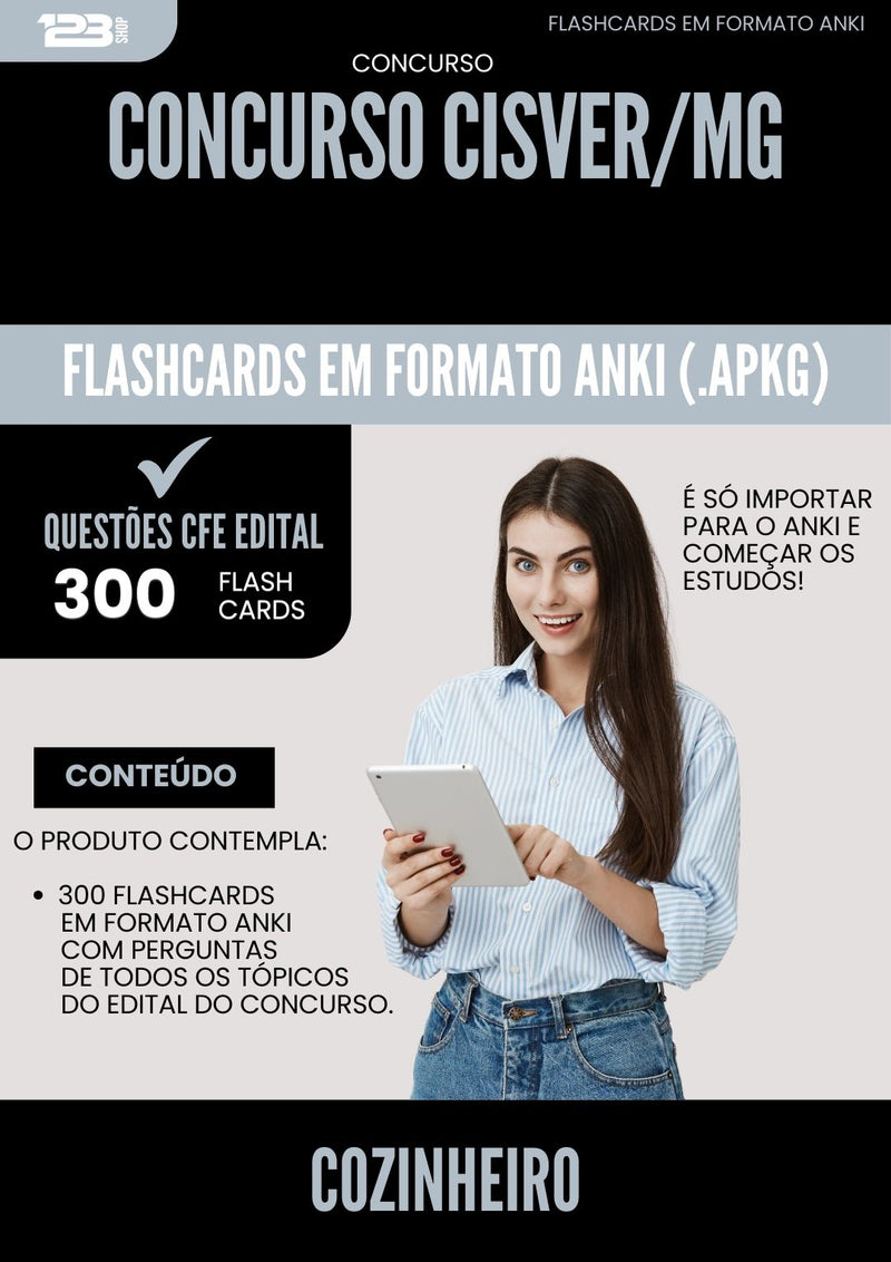 Flashcards para Concurso Cozinheiro Cisver Mg 2025 - 300 Flashcards de Acordo com Edital