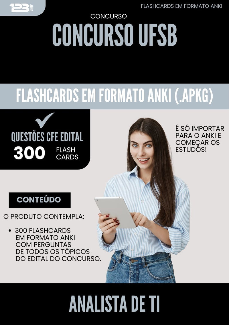 Flashcards para Concurso Analista De Ti Ufsb 2025 - 300 Flashcards de Acordo com Edital