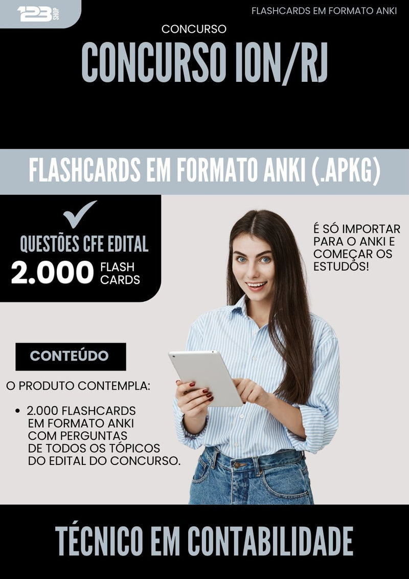 Flashcards para Concurso Tecnico Em Contabilidade Ion Rj 2025 - 2000 Flashcards de Acordo com Edital