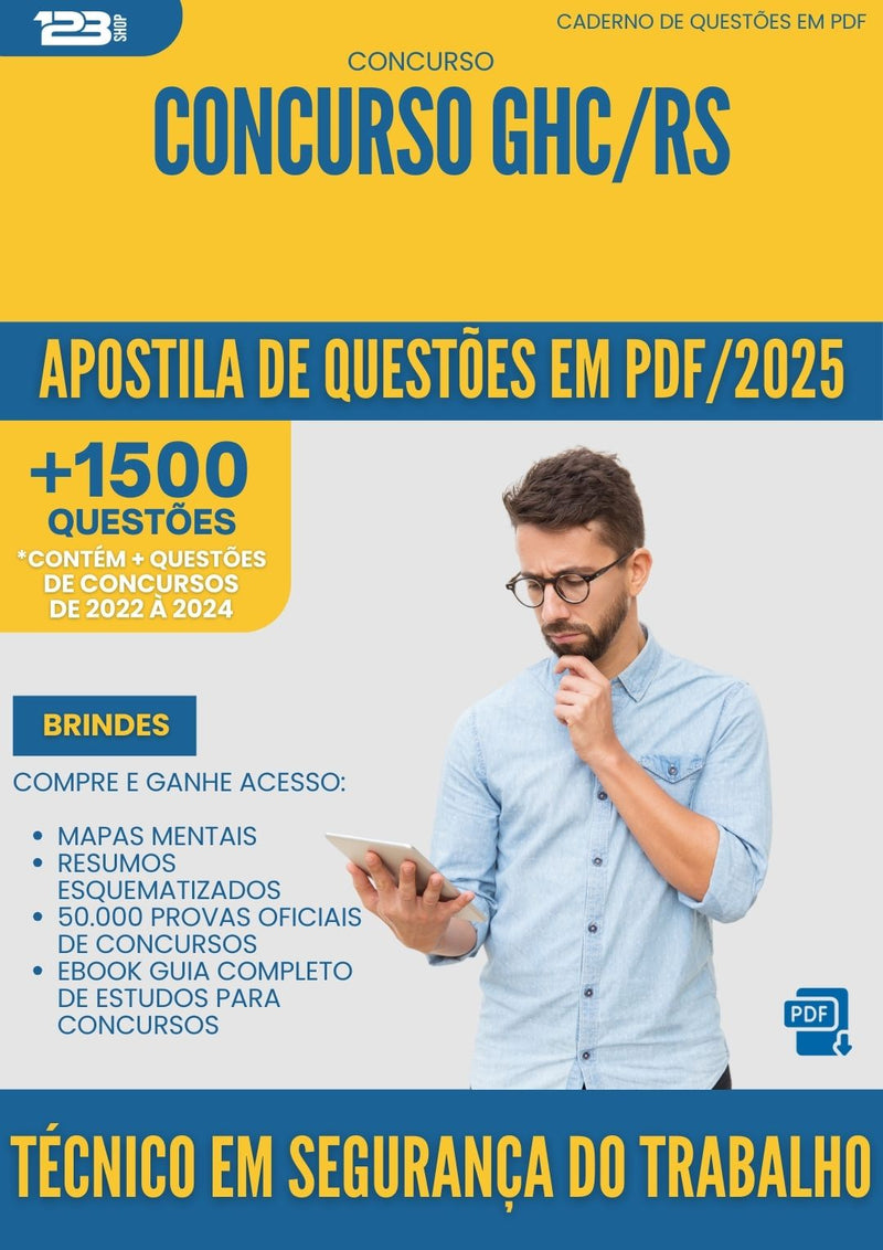 Apostila de Questões para Concurso Tecnico Em Seguranca Do Trabalho Ghc Rs 2025 - Mais de 1.500 Questões