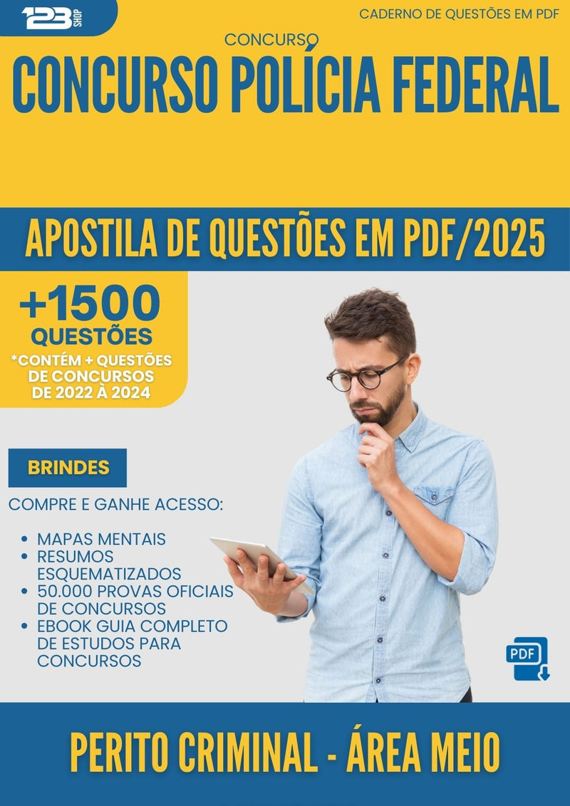 Apostila de Questões para Concurso Perito Criminal Area Meio Ambiente Policia Federal 2025 - Mais de 1.500 Questões