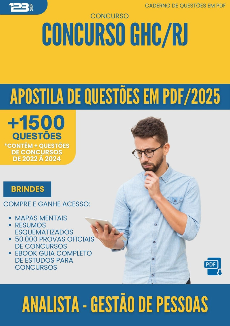 Apostila de Questões para Concurso Analista Gestao De Pessoas Ghc Rj 2025 - Mais de 1.500 Questões