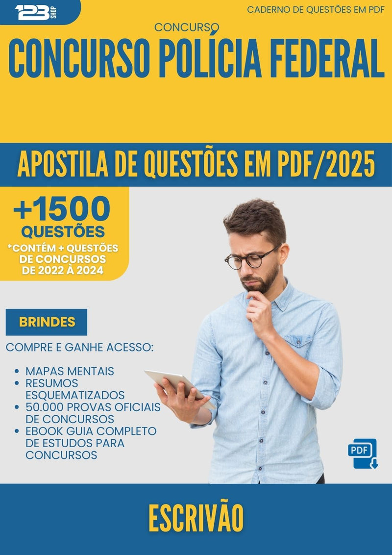 Apostila de Questões para Concurso Escrivao Policia Federal 2025 - Mais de 1.500 Questões