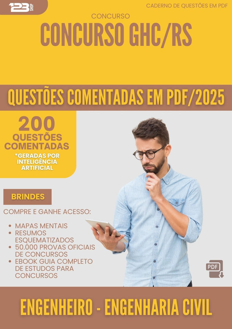 200 Questões Comentadas para Concurso Engenheiro Engenharia Civil Ghc Rs 2025 - 200 Questões