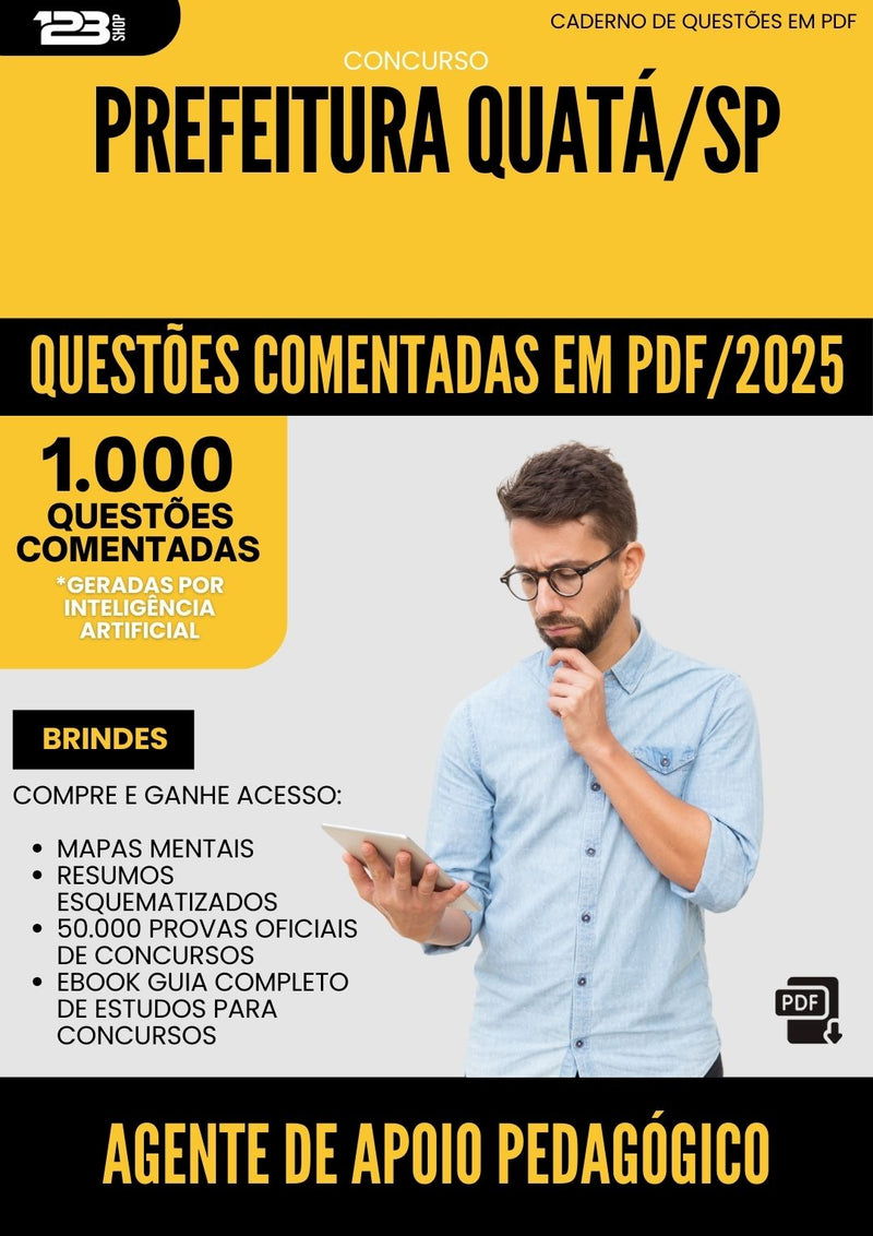 1000 Questões Comentadas para Concurso Agente De Apoio Pedagogico da Prefeitura Quata Sp 2025 - 1000 Questões