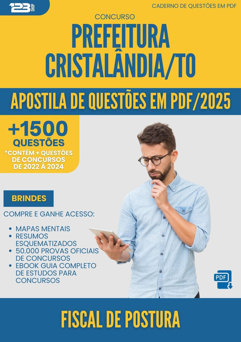 Apostila de Questões para Concurso Fiscal De Postura da Prefeitura Cristalandia To 2025 - Mais de 1.500 Questões