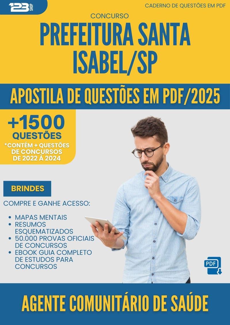Apostila de Questões para Concurso Agente Comunitario De Saude da Prefeitura Santa Isabel Sp 2025 - Mais de 1.500 Questões