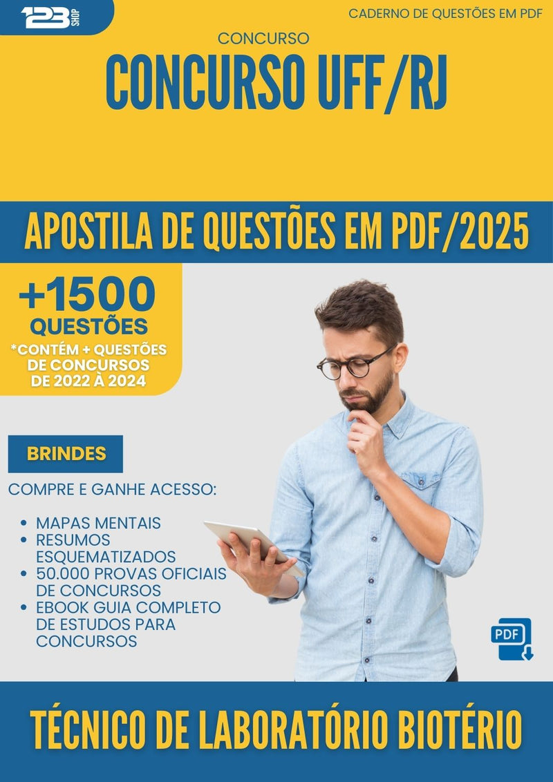 Apostila de Questões para Concurso Tecnico De Laboratorio Bioterio Uff Rj 2025 - Mais de 1.500 Questões