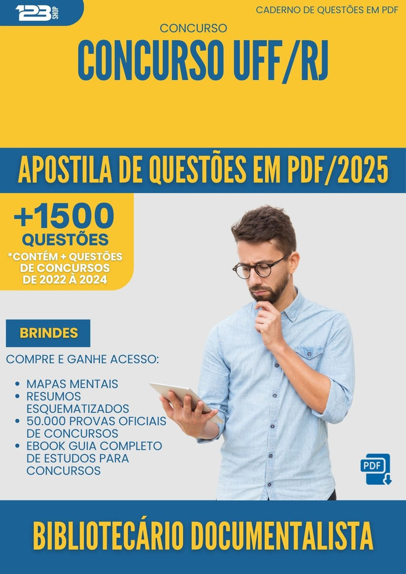 Apostila de Questões para Concurso Bibliotecario Documentalista Uff Rj 2025 - Mais de 1.500 Questões