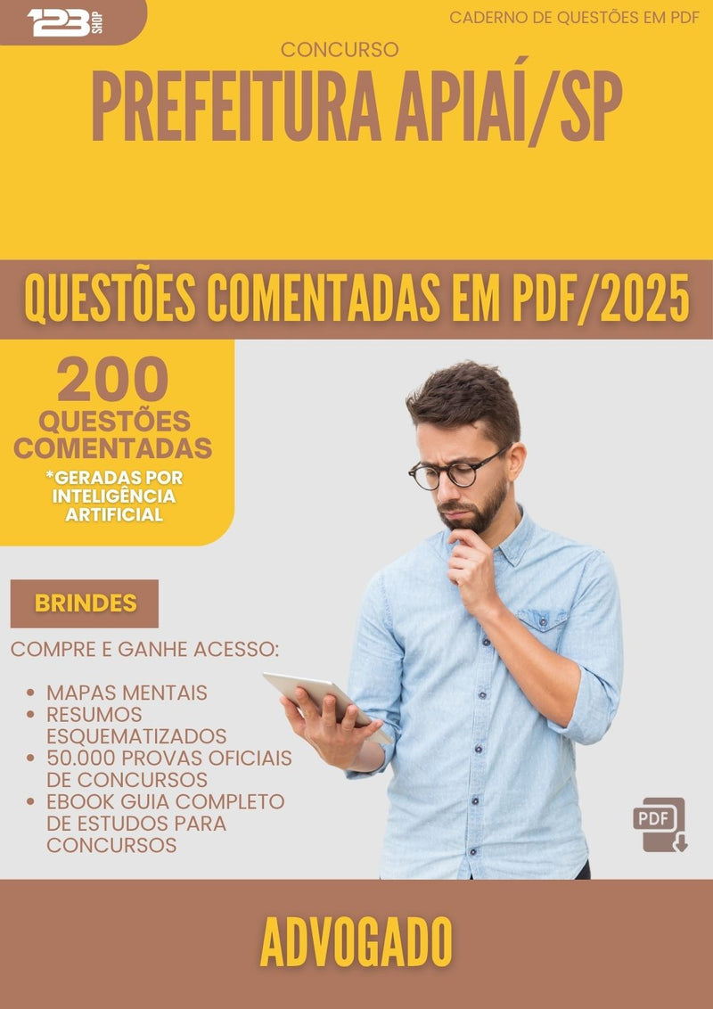 1000 Questões Comentadas para Concurso Advogado da Prefeitura Apiai Sp 2025 - 200 Questões